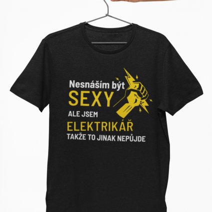 Pánské tričko Nesnáším být sexy - elektrikář (Barva trička Khaki, Velikost 3XL)