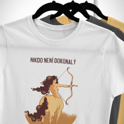 Pánské/Dámské tričko Nikdo není dokonalý - střelec (Barva trička Bílé, Velikost 3XL, Střih Dámské)
