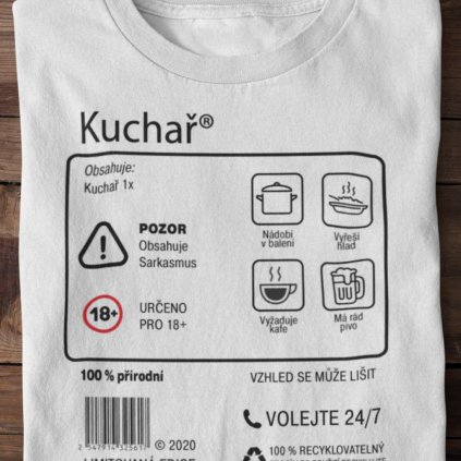 Pánské tričko Limitovaná edice - kuchař (Barva trička Bílé, Velikost 3XL)