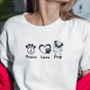 Pánské / Dámské tričko Peace, love, pug (Barva trička Bílé, Velikost 3XL, Střih Dámské)