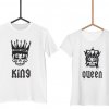 Trička KING & QUEEN Skull - Potisk vpředu (cena za obě trička) (Varianta DÁMSKÉHO trička Bílé S, Varianta PÁNSKÉHO trička Bílé S)