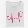 Dámské tričko EKG křivka (Barva trička Bílé, Velikost XXXL)