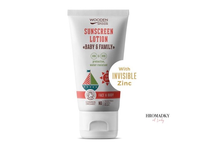 WoodenSpoon Opaľovacie telové mlieko v tube Baby & Family SPF 50, 150ml