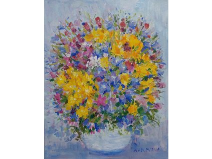 Pestrobarevná kytička z louky  35x45