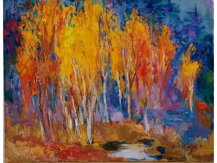 Veselé břízy 35x45cm 6.000, Kč