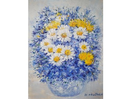 Kopretiny a zvonky  30x40cm