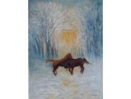 Koně na sněhu 65x85cm 16.000, Kč