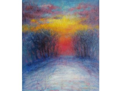 Zimní západ slunce 60x70cm 12.000, Kč
