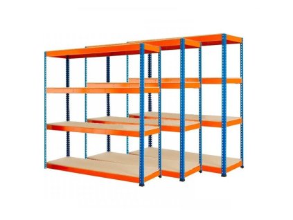 AKCIJA - Paket: 3x Regal 1680x1600x400 mm PROFESIONALNI lakirani 4-polica, nosivost 1600 kg - PLAVI-NARANDŽASTI 1
