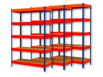 AKCIJA - Paket: 5x Regal 2160x1400x400 mm PROFESIONALNI lakirani 5-polica, nosivost 2000 kg - PLAVI-NARANDŽASTI 1