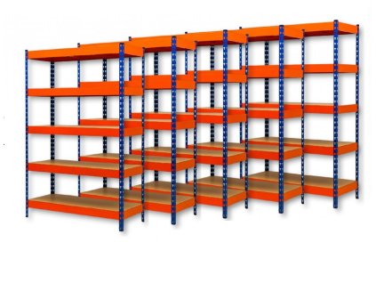 AKCIJA - Paket: 5x Regal 2160x1400x400 mm PROFESIONALNI lakirani 5-polica, nosivost 2000 kg - PLAVI-NARANDŽASTI 1