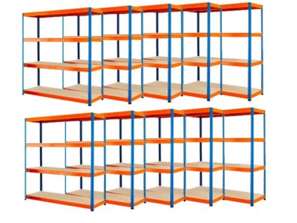 AKCIJA - Paket: 10x Regal 1800x1800x600 mm PROFESIONALNI lakirani 4-polica, nosivost 1600 kg - PLAVO-NARANDŽASTI 1
