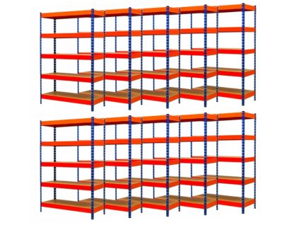 AKCIJA - Paket: 10x Regal 2160x1400x400 mm PROFESIONALNI lakirani 5-polica, nosivost 2000 kg - PLAVI-NARANDŽASTI 1
