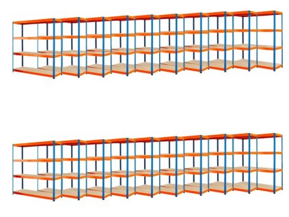 AKCIJA - Paket: 20x Regal 1800x1800x400 mm PROFESIONALNI lakirani 4-polica, nosivost 1600 kg - PLAVO-NARANDŽASTI 1
