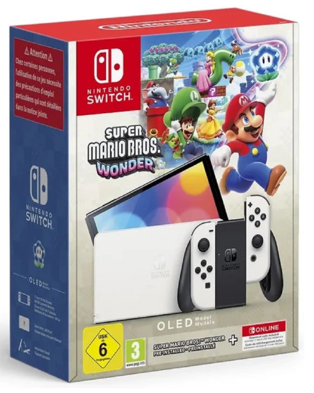 NINTENDO SWITCH OLED WHITE + PREINSTAL SUPER MARIO BROS. WONDER (SWITCH - NOVÁ)