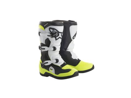 boty tech 3s youth 2022 alpinestars detske cerna zluta fluo bila i456908