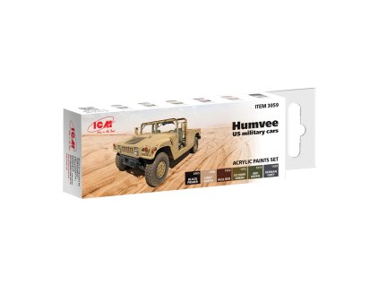 Sada akrylových barev ICM - Humvee US Military Cars 6x12ml
