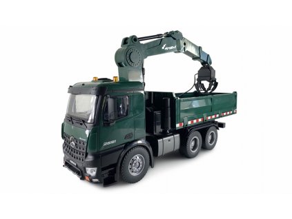 Amewi 22568 MERCEDES BENZ AROCS LICENCE CRANE TRUCK WITH TIPPER RTR GREEN 01
