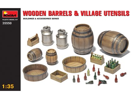 wooden barrels village utensils 1 35 MINIART 35550 04