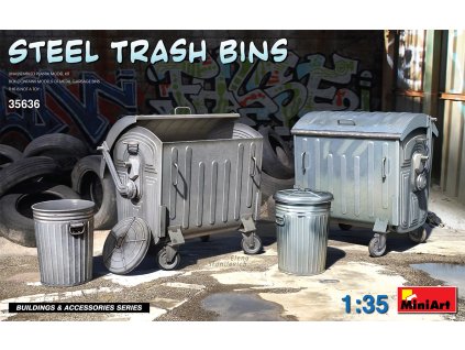 modern steel trash bins 1 35 MINIART 35636 05