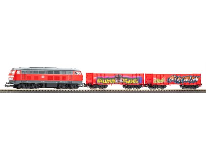 start set kids gueterzug br 218 db ag mit zwei offenen gueterwagen eaos PIKO 57032 013
