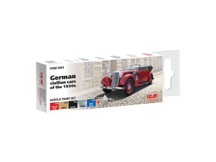 acrylic paint set for german civilian cars of the 1930s icm 3065