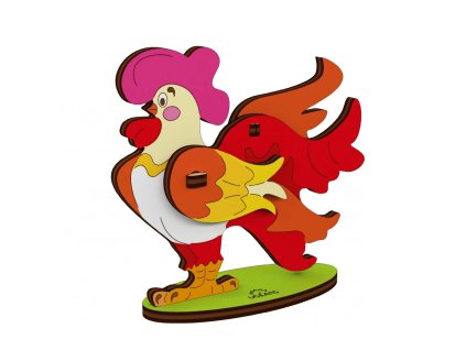 3D-puzzle coloring model Cockerel