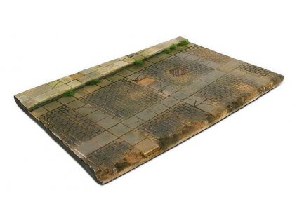 124264 1 diorama zaklad 31x21cm dlazdena cesta s kanalom 1 35