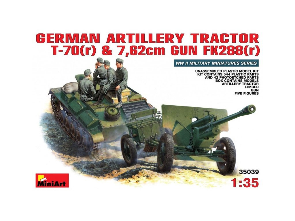 German Artillery Tractor T-70(r) &amp; Gun with Crew 1/35