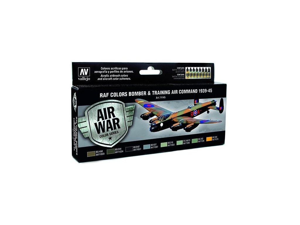 Sada akrylových farieb Vallejo Model Air Color - RAF Colors Bomber & Training Air Command 1939 - 1945 8x17ml