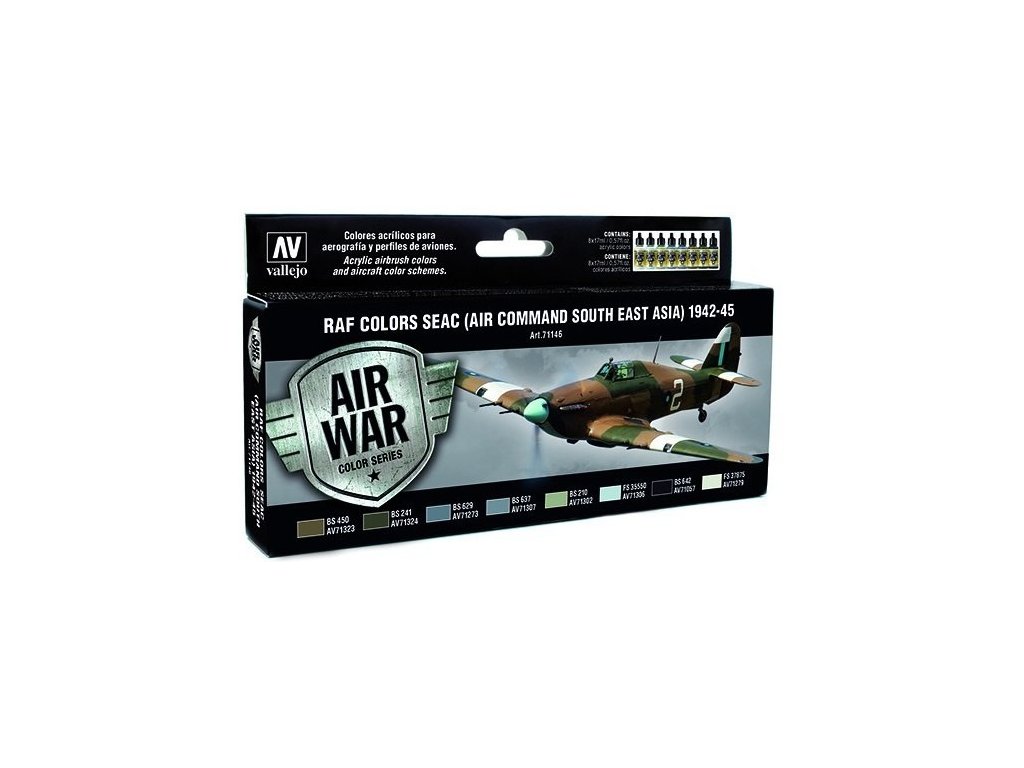 Sada akrylových farieb Vallejo Model Air Color - RAF Colors SEAC (Air Command South East Asia) 1942 - 1945 8x17ml