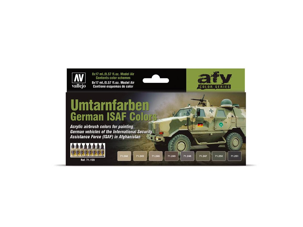 Sada akrylových farieb Vallejo Model Air Color - Umtarnfarben German ISAF Colors 8x17 ml
