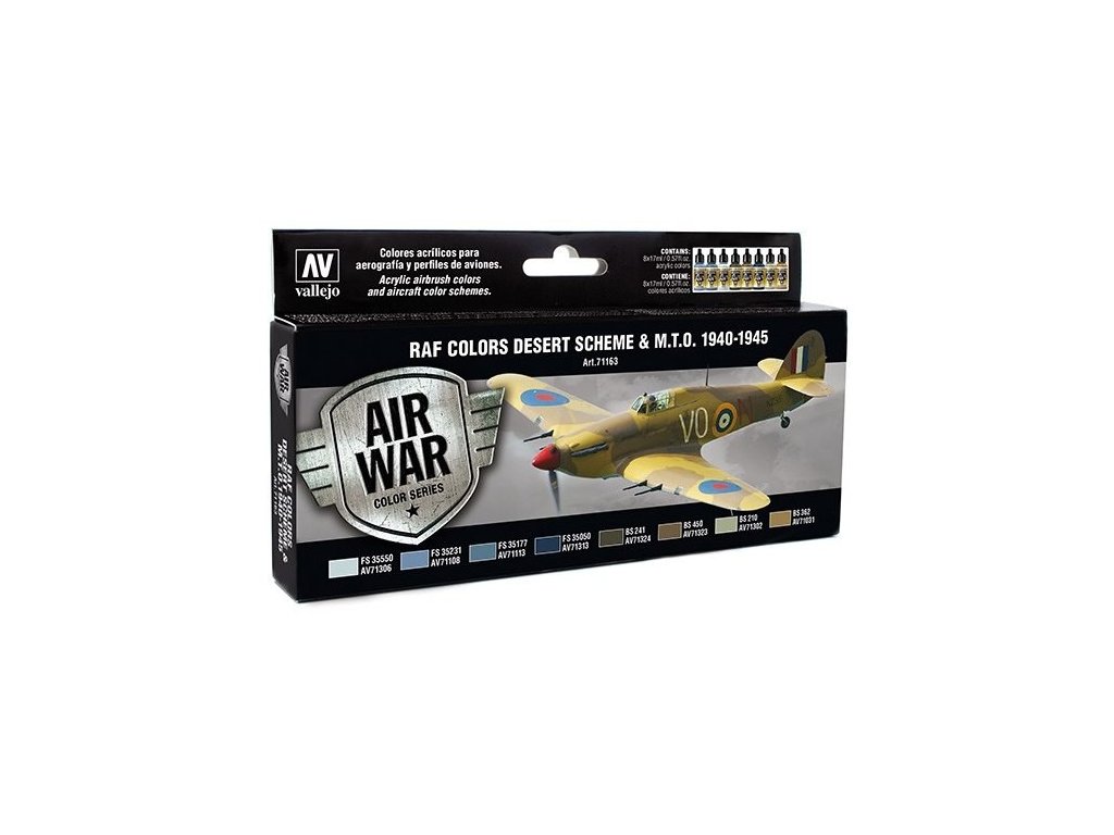 Sada akrylových farieb Vallejo Model Air Color - RAF Colors Desert Scheme & M.T.O. 1940 -1945 8x17ml