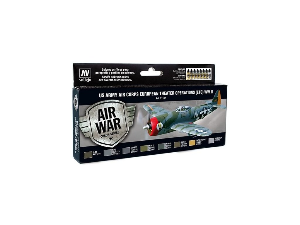 Vallejo Model Air Color Acrylfarben-Set – Operationen des US Army Air Corps im europäischen Kriegsschauplatz (ETO) Zweiter Weltkrieg 8 x 17 ml