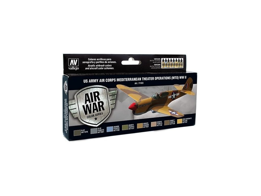 Sada akrylových farieb Vallejo Model Air Color - US Army Air Corps Miditerranean Theater Operations (MTO) WW2 8x17 ml