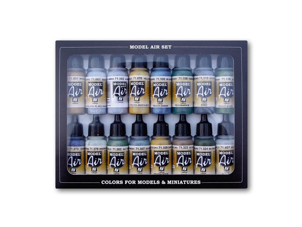 Vallejo Model Air Color Acrylic Paint Set - RAF Colors WWII 16x17 ml