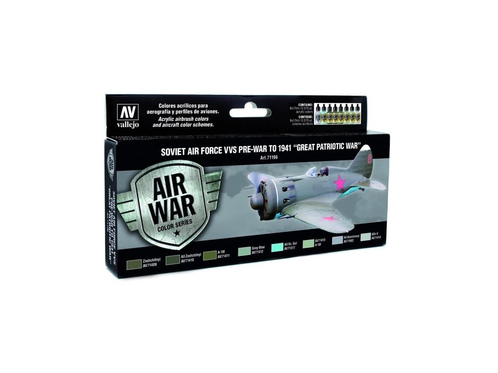 Vallejo Model Air Color Acrylic Paint Set - Soviet Air Force VVS Pre-War to 1941 "Great Patriotic War" 8x17 ml