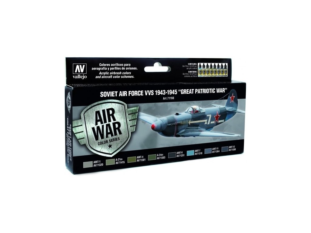 Sada akrylových barev Vallejo Model Air Color - Soviet Air Force VVS 1943-1945 Great Patriotic War 8x17ml