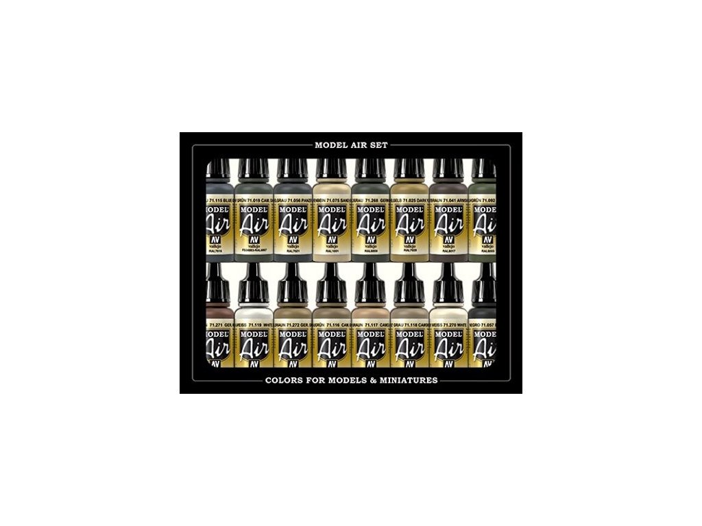 Vallejo Model Air Color Acrylfarben-Set – Deutsches Europa & Afrika (Zweiter Weltkrieg) 16 x 17 ml