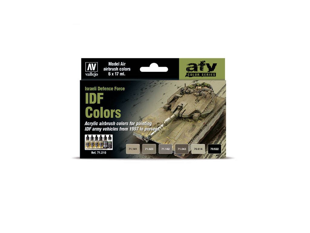 Vallejo Model Air Color Acrylic Paint Set - IDF Colors 6x17ml