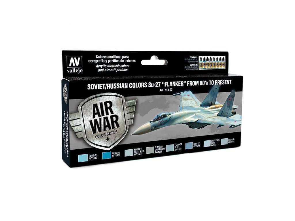 Vallejo Model Air Color Acrylfarben-Set – Su-27 Flanker von den 1980er-Jahren bis heute 8 x 17 ml
