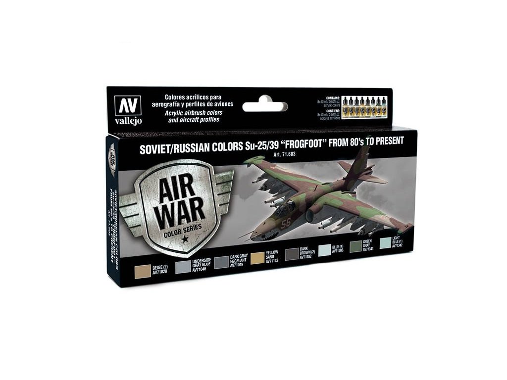 Vallejo Model Air Color Acrylfarben-Set – Su-25/39 Frogfoot von den 1980er-Jahren bis heute 8 x 17 ml