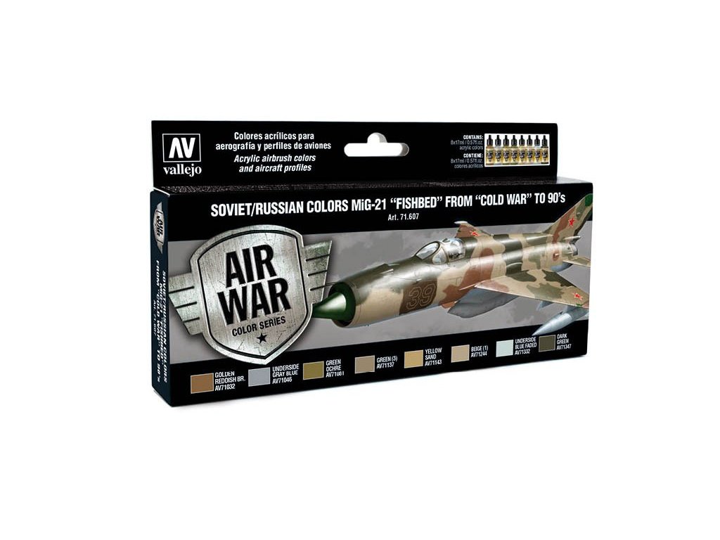 Vallejo Model Air Color Acrylfarben-Set – MiG-21 Fishbed (Kalter Krieg bis 90er), 8 x 17 ml
