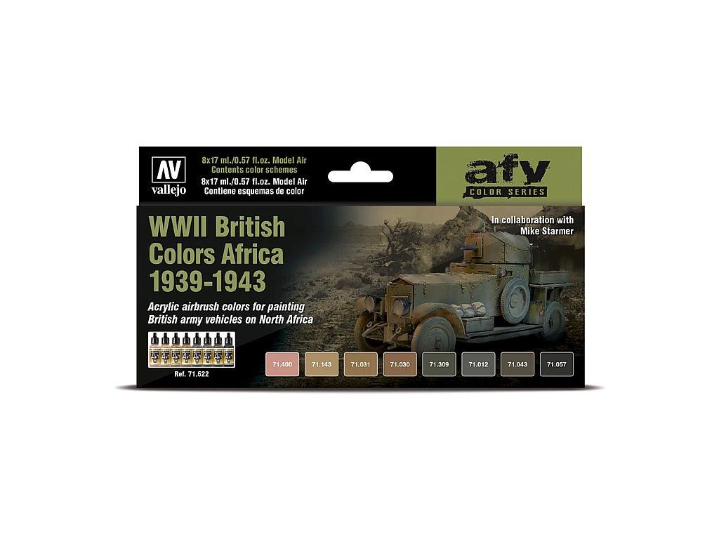 Sada akrylových farieb Vallejo Model Air Color - WWII British Colors Africa 1939-1943 8x17ml