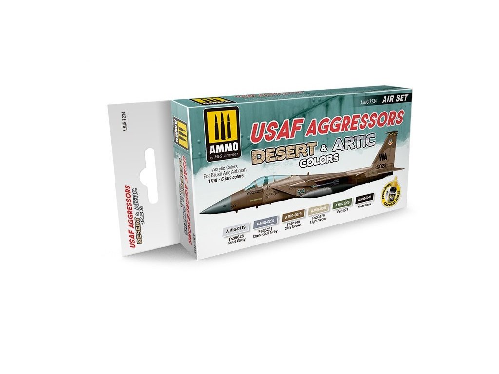 Sada akrylových farieb Ammo Acrylic Colors - USAF Aggressors Desert & Arctis Colors Set 6x17ml