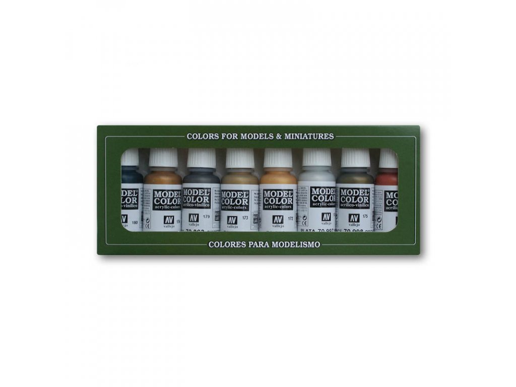 Sada akrylových farieb Vallejo Model Color - Metallic Colors 8x17ml