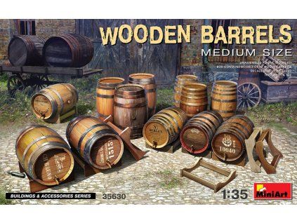 Wooden Barrels Medium Size 1/35