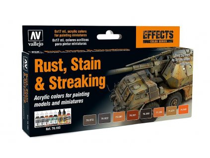 Farby Vallejo Sada Rust, Stain & Streaking, 8x17 ml