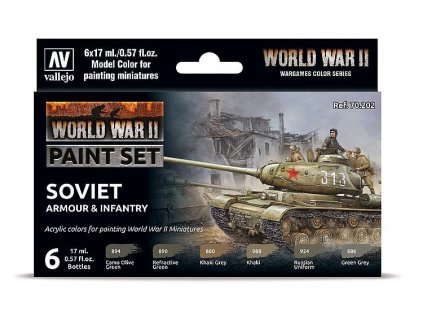 Sada akrylových barev Vallejo Model Color - Soviet Armour and Infantry from WW2 6x17ml