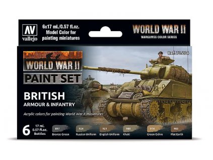 Sada akrylových farieb Vallejo Model Color - British Armour and Infantry from WW2 6x17ml